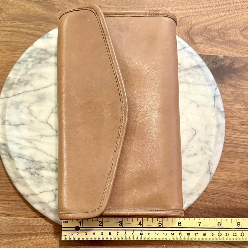 NEW! Vintage 1980s 80s Coach Putty Brown 9810 Envelope Clutch Purse Brass RARE! - Picture 12 of 14